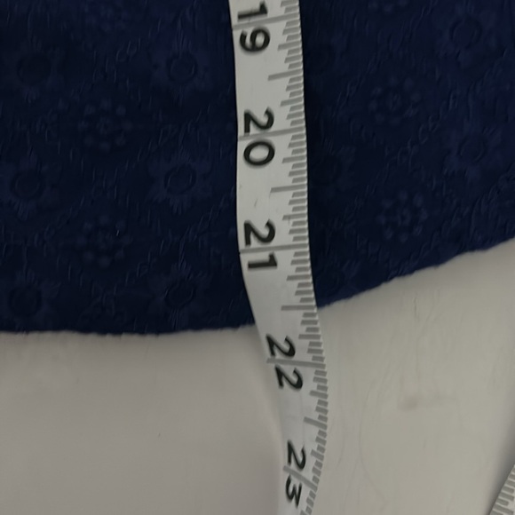 Draper James Eyelet Textured Notch Lapel Cotton Blazer Blue -Size Small - Picture 9 of 9